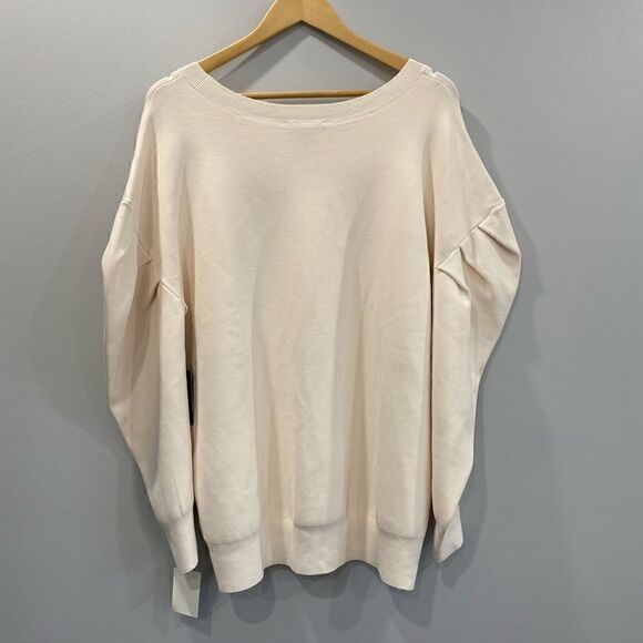 NWT Trouve Sheer Women Small Pleated Sleeve Pullover Sweater - Picture 9 of 9